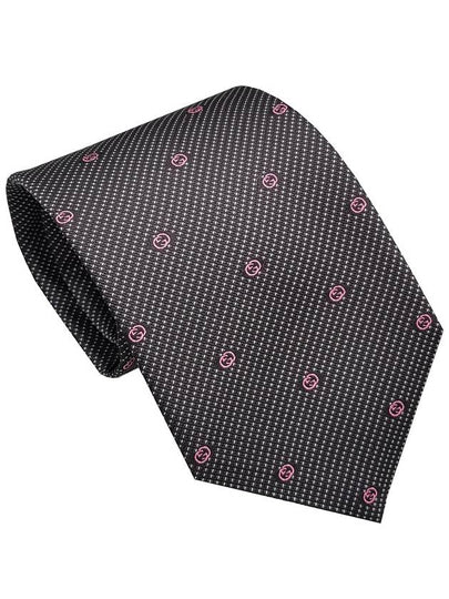 GG Interlocking Logo Silk Tie Black Pink - GUCCI - BALAAN 2