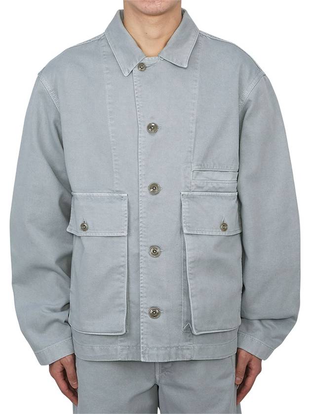 Boxy Oversized Denim Jacket Snow Blue Grey - LEMAIRE - BALAAN 2