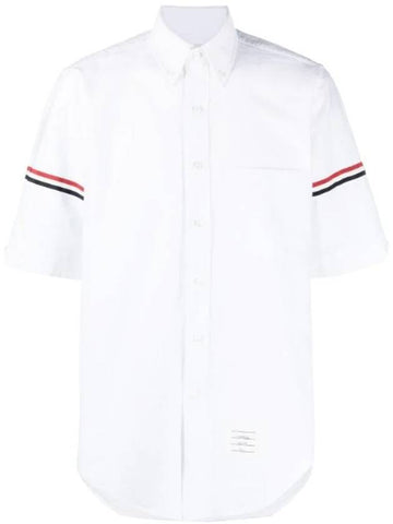 Men's Classic Armband Short Sleeve Shirt White - THOM BROWNE - BALAAN.