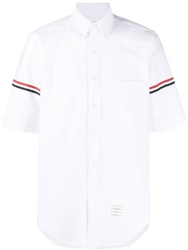 Men's Classic Armband Short Sleeve Shirt White - THOM BROWNE - BALAAN 1