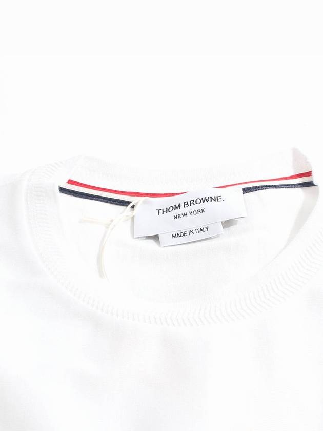 RWB Stripe Cotton Short Sleeve T-shirt White - THOM BROWNE - BALAAN 5