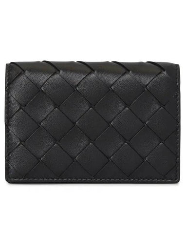 Intrecciato Flap Business Card Wallet Black - BOTTEGA VENETA - BALAAN 1