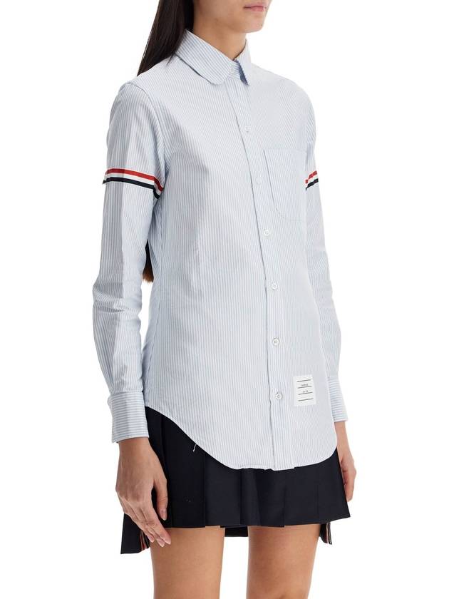 Women's Armband University Striped Oxford Shirt Blue - THOM BROWNE - BALAAN 3