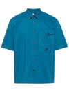 Cotton Popeline Short Sleeve Shirt Blue - CP COMPANY - BALAAN 2