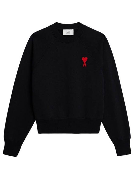 Men's Heart Logo Cotton Sweatshirt Black - AMI - BALAAN 2