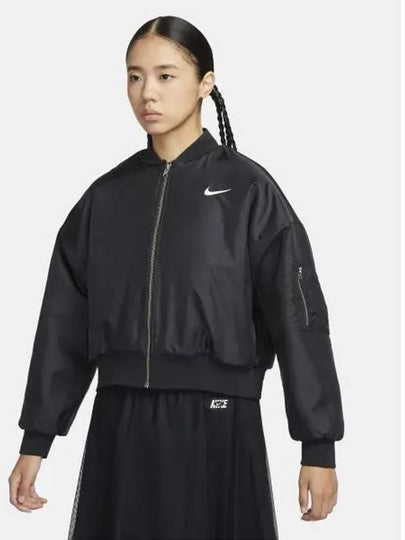 NSW Reversible Pouf Bomber Jacket Black - NIKE - BALAAN 2