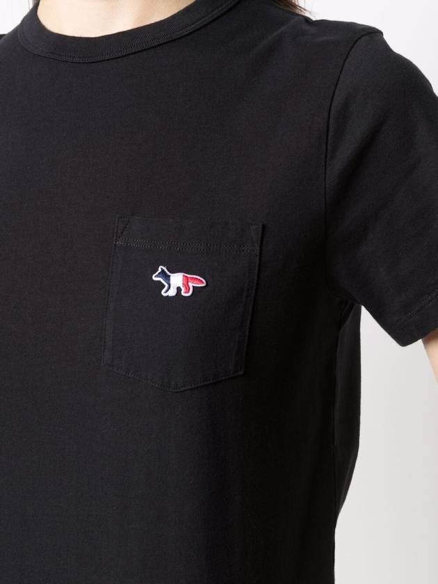 Tricolor Fox Patch Classic Pocket Short Sleeve T-Shirt Black - MAISON KITSUNE - BALAAN 7