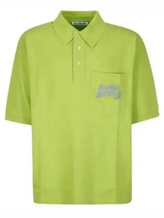 Embroidered Logo Polo Shirt Lime Green - ACNE STUDIOS - BALAAN 2