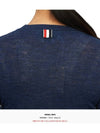 Women's Wool Rib 3/4 Sleeve Crew Neck Pullover Knit Top Navy - THOM BROWNE - BALAAN 8