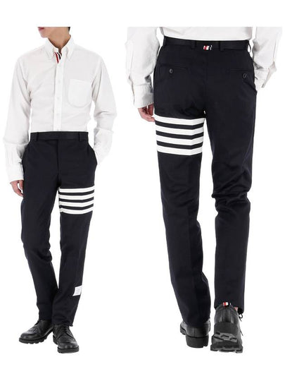 Diagonal Unconstructed Chino Straight Pants Navy - THOM BROWNE - BALAAN 2