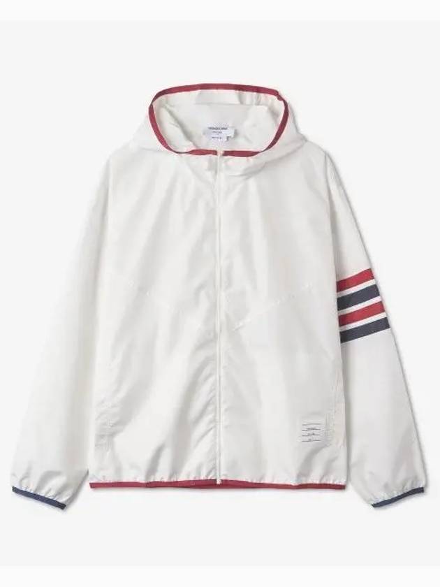 Military Ripstop Mesh 4-Bar Packable Hooded Jacket White - THOM BROWNE - BALAAN 2