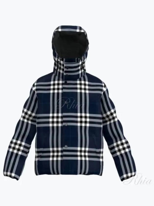 Larrick Check Hooded Padding Navy - BURBERRY - BALAAN 2