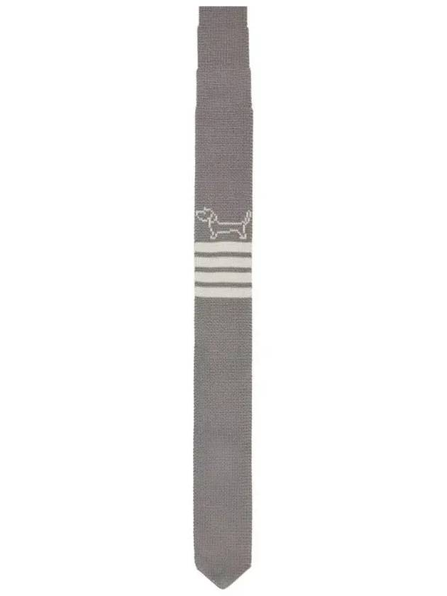 Hector Icon 4 Bar Silk Knit Tie Light Grey - THOM BROWNE - BALAAN 2