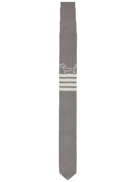 Hector Icon 4 Bar Silk Knit Tie Light Grey - THOM BROWNE - BALAAN 2