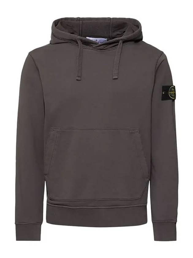 6100045 Organic Cotton Fleece Drawstring Hoodie Charcoal - STONE ISLAND - BALAAN 2