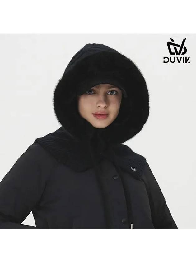 Women s Fake Fur Knit Hooded Balaclava DE4WAC691BK - DUVIK - BALAAN 4