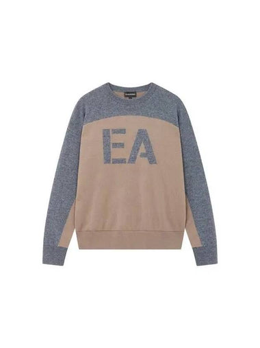 Men s Color Block Logo Wool Knit Gray - EMPORIO ARMANI - BALAAN 1