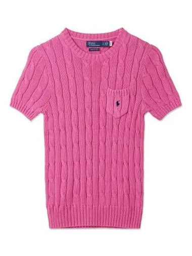 Cable Cotton Knit Sweater Pink - POLO RALPH LAUREN - BALAAN 1