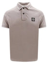 Stretch Cotton Pique Short Sleeve Polo Shirt  Dove Grey - STONE ISLAND - BALAAN 2