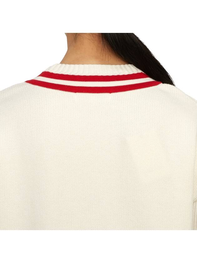 Embroidered Logo V-Neck Striped Vest Cream - SPORTY & RICH - BALAAN 8