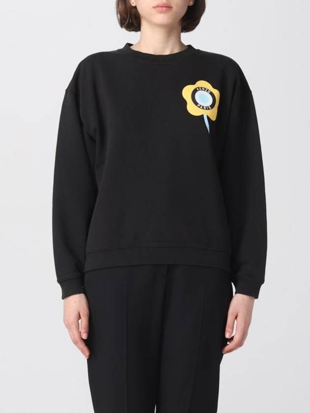 Target Crest Flower Cotton Knit Top Black - KENZO - BALAAN 1