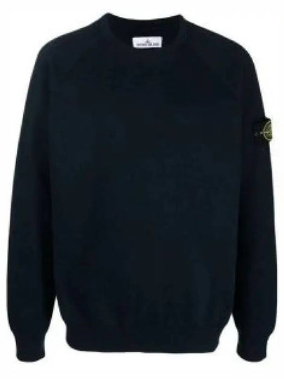 Men's Wappen Patch Crew Neck Knit Top Navy - STONE ISLAND - BALAAN 2