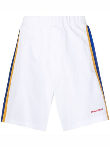 Men's Side Stripe Logo Shorts White - DSQUARED2 - BALAAN 1