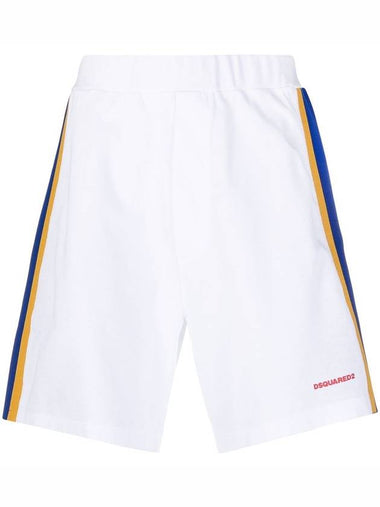 Men's Side Stripe Logo Shorts White - DSQUARED2 - BALAAN 1