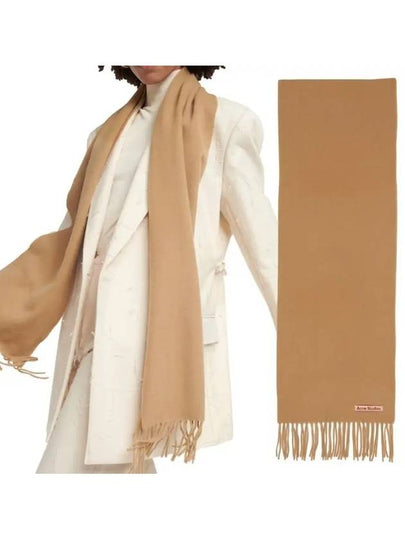 Wool Fringe Muffler Dark Camel - ACNE STUDIOS - BALAAN 2