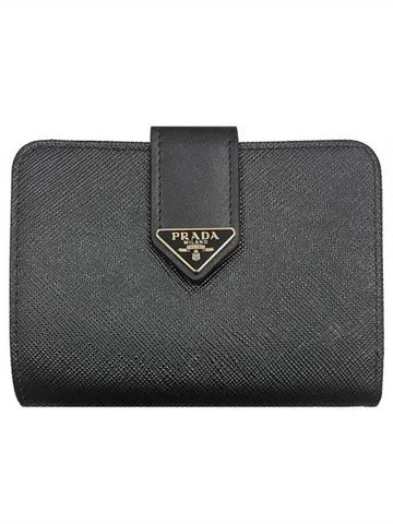 Saffiano Logo Half Wallet Black 1ML0182 DYG F0002 1212780 - PRADA - BALAAN 1