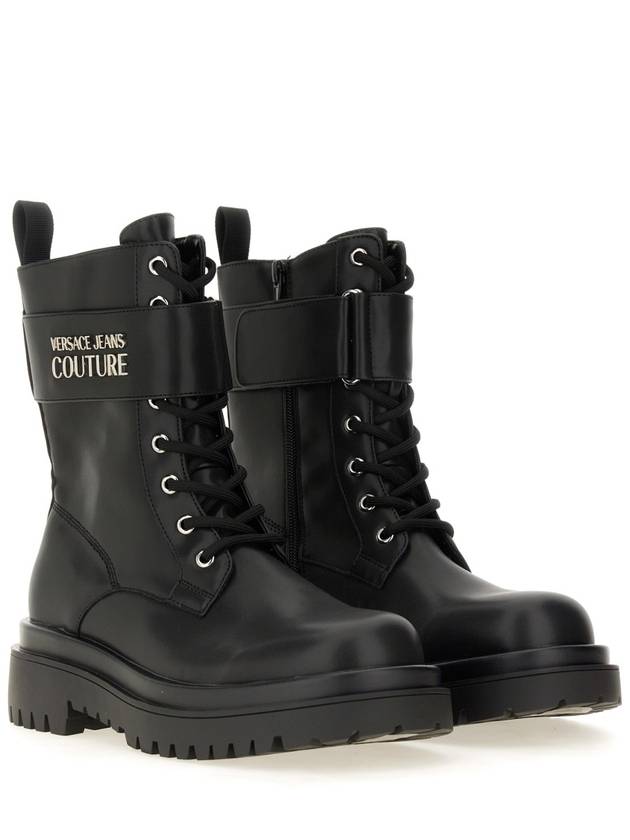 Jeans Couture Logo Leather Walker Boots Black - VERSACE - BALAAN 4