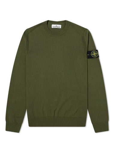 Men's Logo Wappen Knit Top Khaki - STONE ISLAND - BALAAN 1