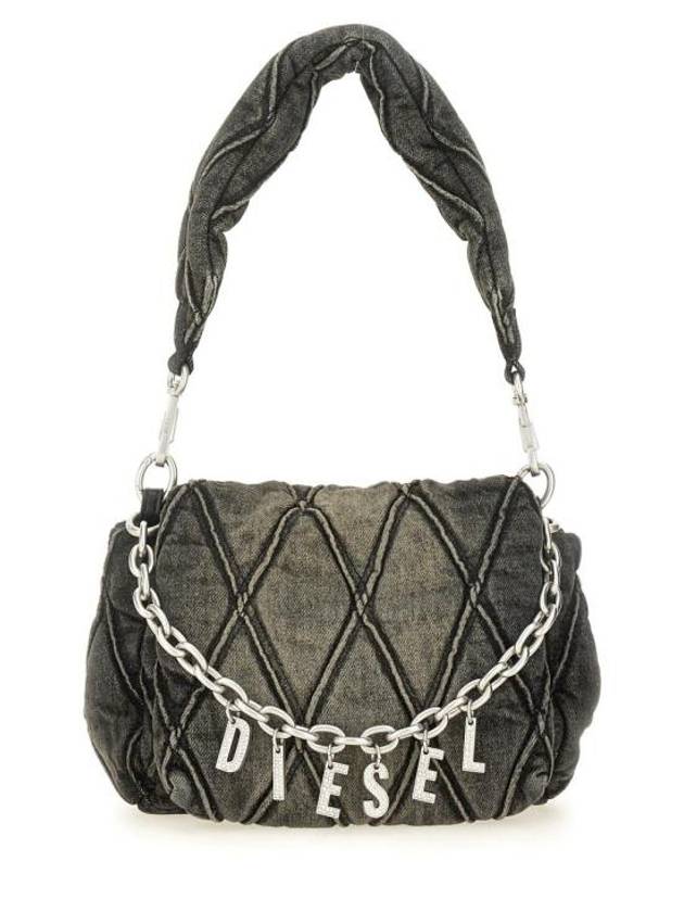 Small Logo Charm Quilted Denim Shoulder Bag Grey - DIESEL - BALAAN 2