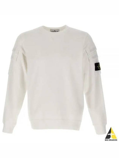 Men's Wappen Patch Cargo Pocket Sweatshirt White - STONE ISLAND - BALAAN 2