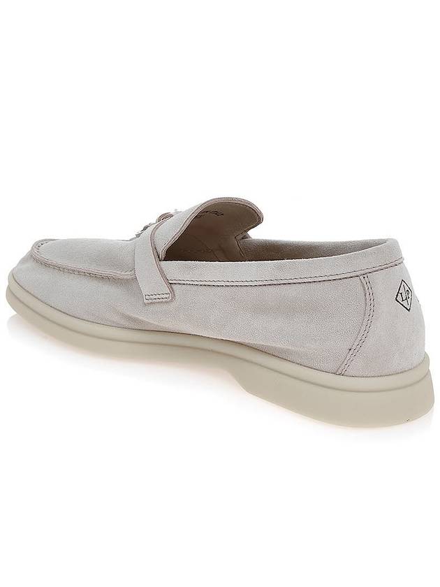 Summer Charms Walk Suede Loafers Pearl Grey - LORO PIANA - BALAAN 4