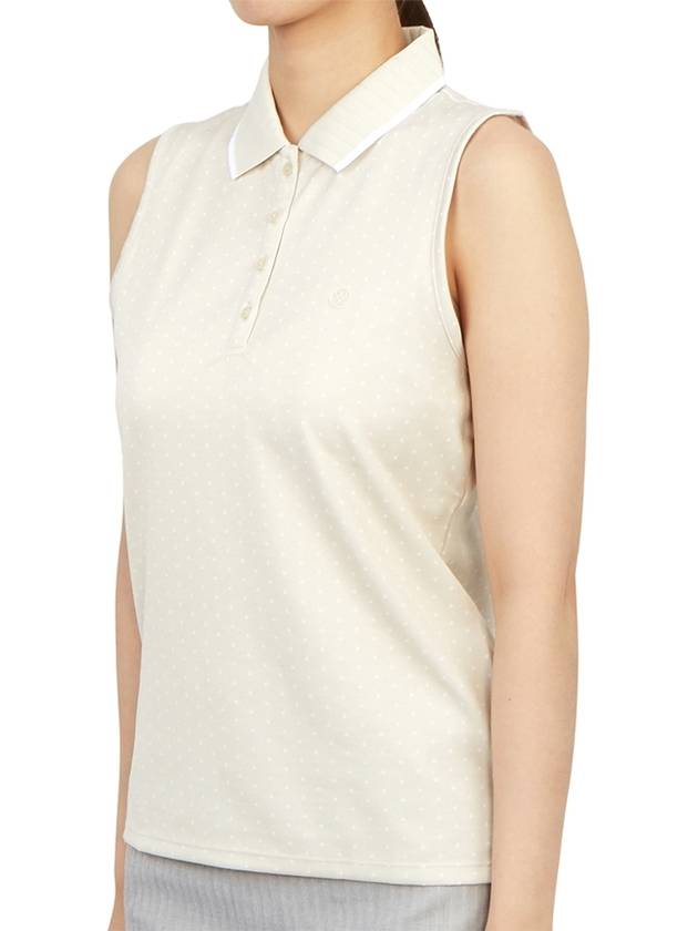 Polkadot Sleeveless Polo Shirt Beige - G/FORE - BALAAN 3