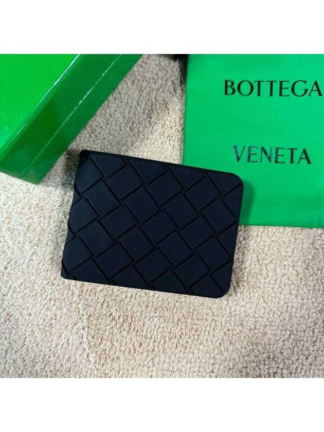 Intrecciato Rubber Half Wallet Black - BOTTEGA VENETA - BALAAN 4