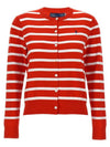 Embroidery Logo Striped Crew Neck Cardigan Red - POLO RALPH LAUREN - BALAAN 1