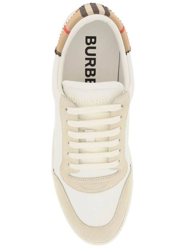 Leather Suede Check Cotton Low Top Sneakers White - BURBERRY - BALAAN 6