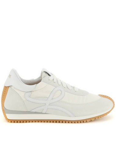 Women's Flow Runner Suede Nylon Sneakers White - LOEWE - BALAAN 1