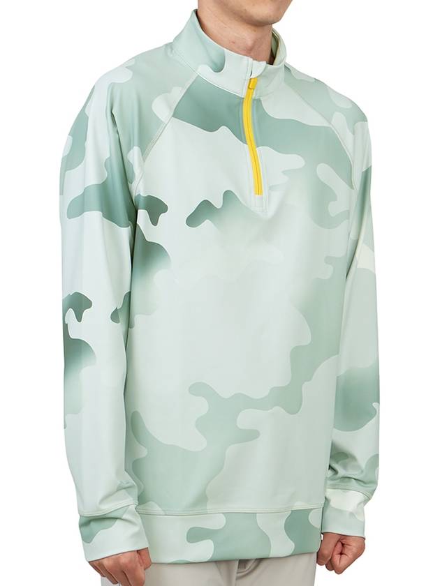 Men's Camo Half Zip Up Golf Long Sleeve T-Shirt Green - G/FORE - BALAAN 4