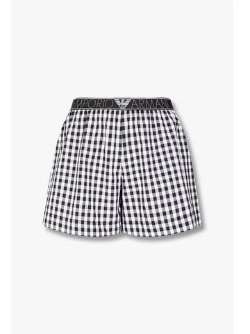 UNDERWEAR Women s Gingham Check Cotton Lounge Shorts Black - EMPORIO ARMANI - BALAAN 1