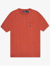 Embroidered Logo Pocket Cable Knit Top Red - POLO RALPH LAUREN - BALAAN 3