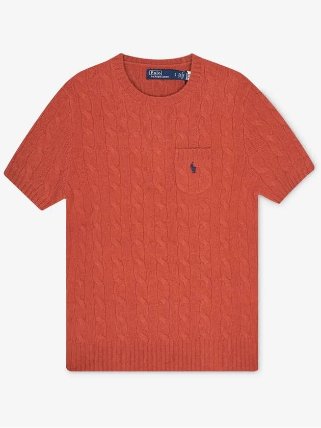 Embroidered Logo Pocket Cable Knit Top Red - POLO RALPH LAUREN - BALAAN 3