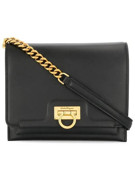 Trifolio Chain Shoulder Bag Black - SALVATORE FERRAGAMO - BALAAN 2