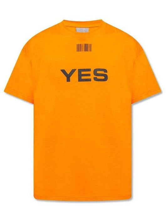 Yes Barcode Short Sleeve T-Shirt Orange - VETEMENTS - BALAAN 1