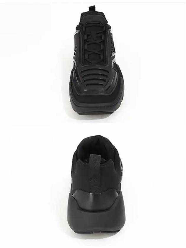 Logo Techno Stretch Fabric Low Top Sneakers Black - PRADA - BALAAN 4