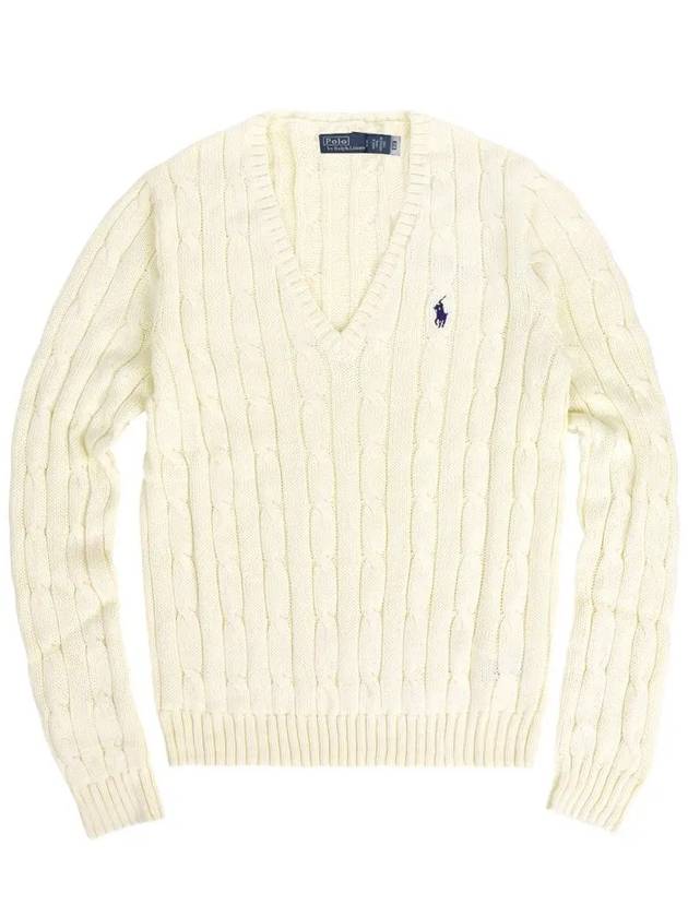 Kimberly Embroidered Logo Pony Cable Knit Top Cream - POLO RALPH LAUREN - BALAAN 6