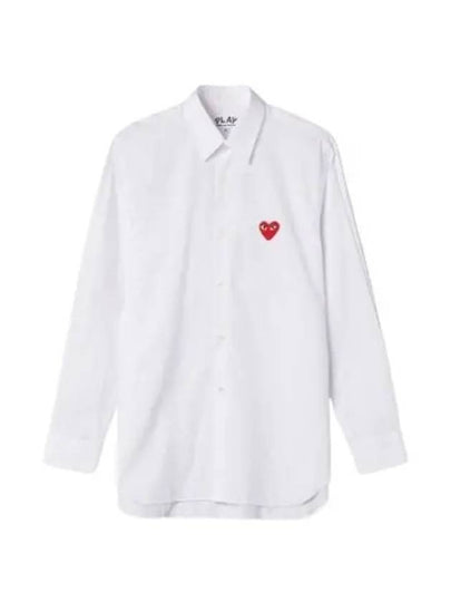 Men's Red Heart Long Sleeve Shirt White - COMME DES GARCONS - BALAAN 2