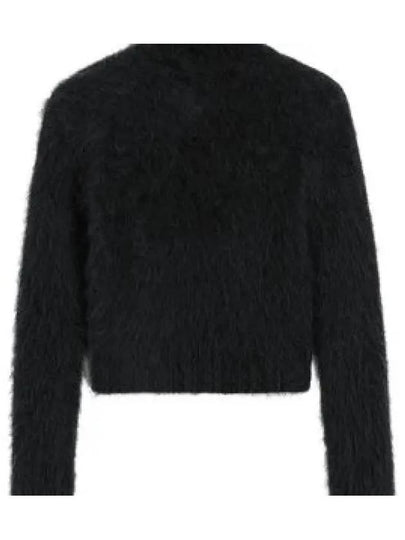 High Neck Alpaca Mohair Brushed Knit Top Black - AMI - BALAAN 2